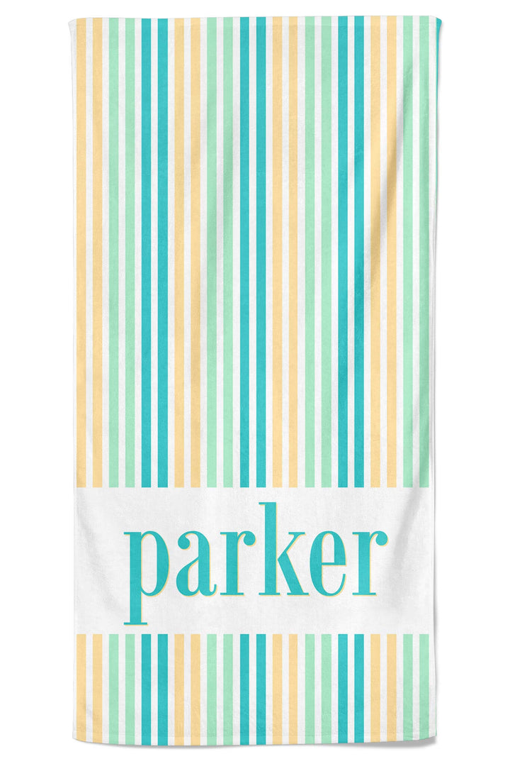 multicolor seersucker boy personalized towel