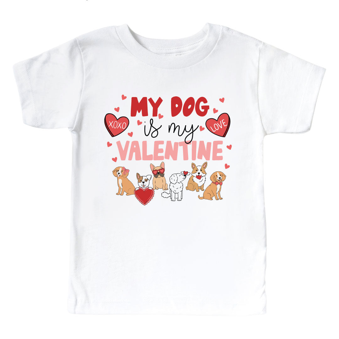 valentine's day graphic tee for kids with dogs