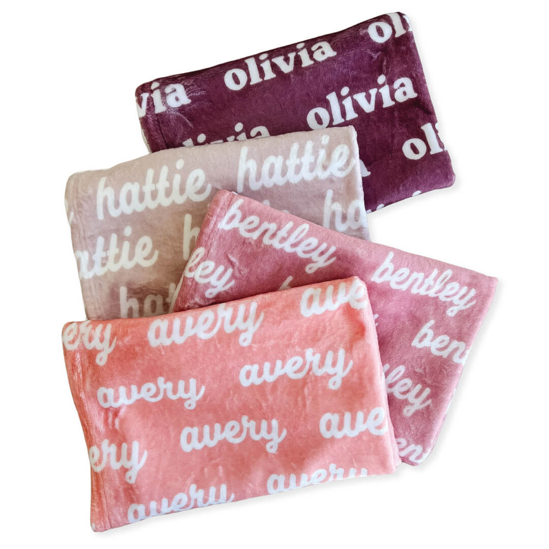 pink personalized color blankets 