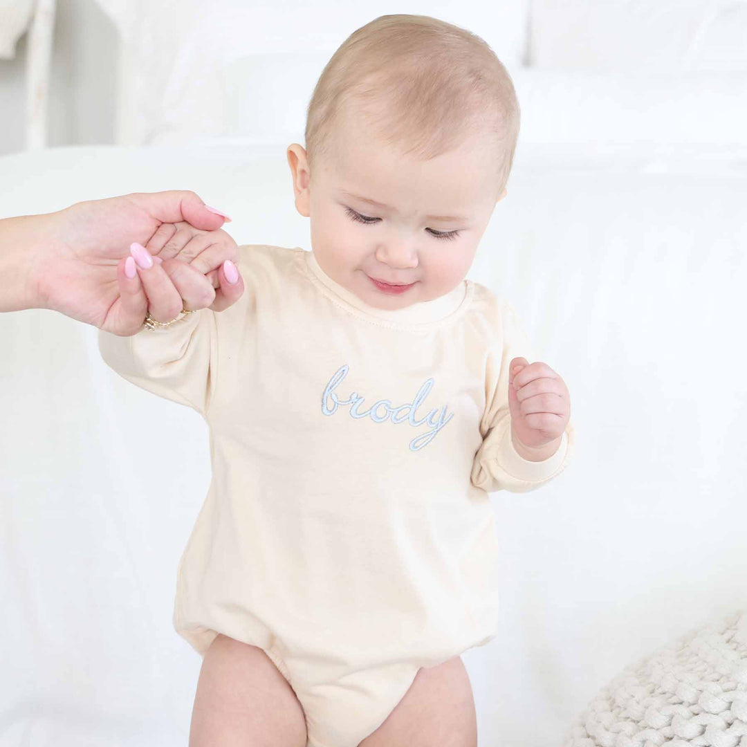 name embroidered romper for babies 