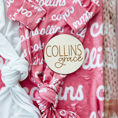 simple baby name wood announcement 