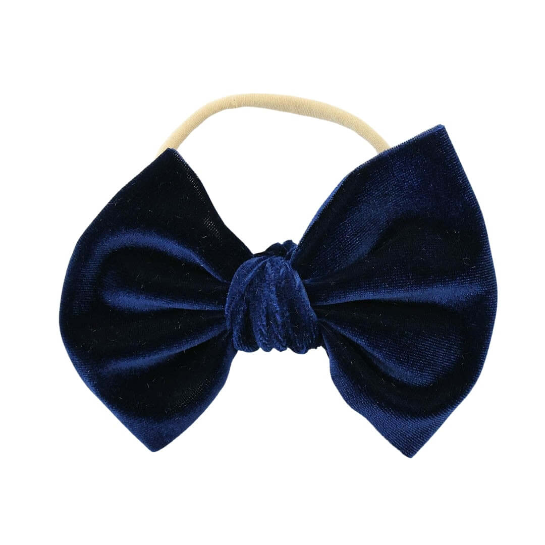 velvet bow headband navy 