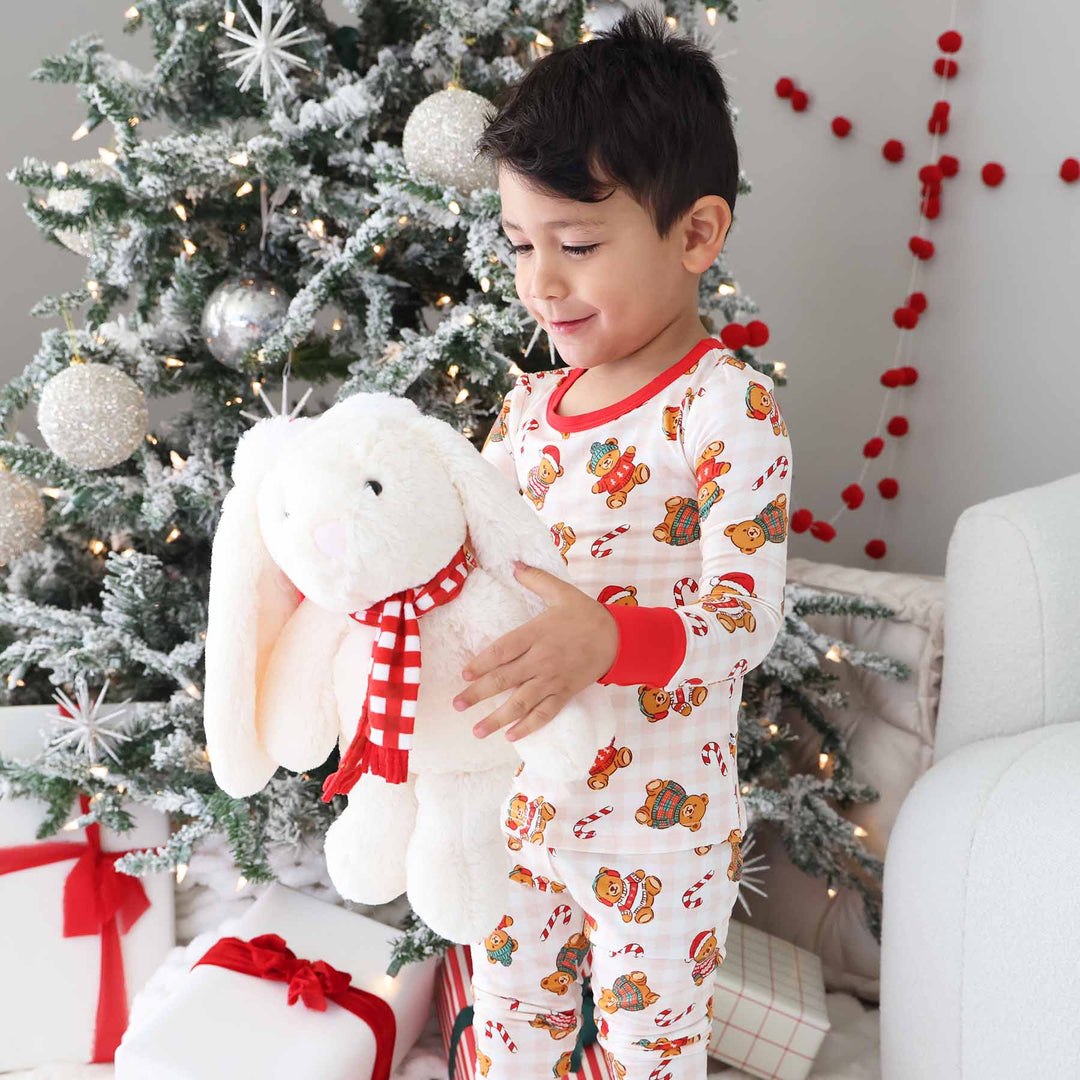 neutral bear christmas pajama set for boys 