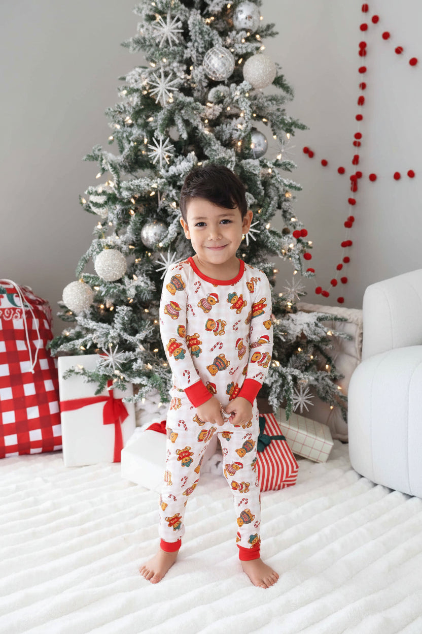 Christmas Two-Piece Bamboo Pajama Set | Beary Christmas Neutral