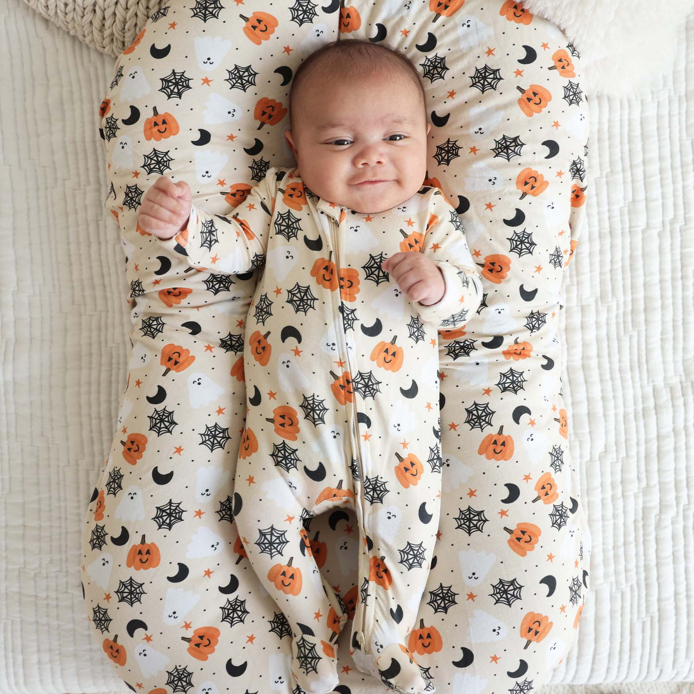 baby zipper footie halloween themed neutral 