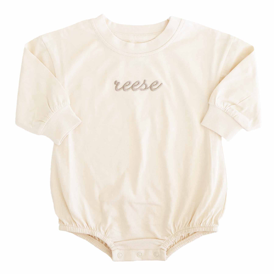 neutral name long sleeve bubble romper for babies 