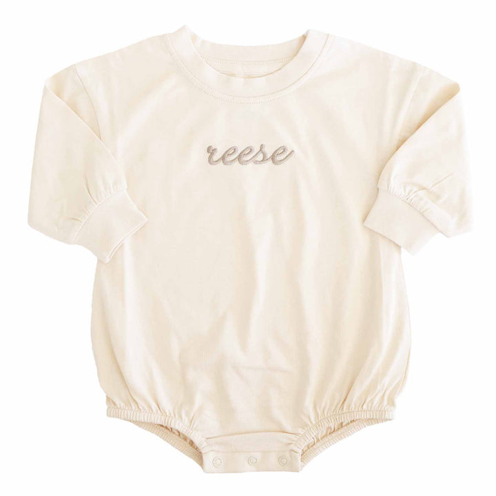 neutral name long sleeve bubble romper for babies 