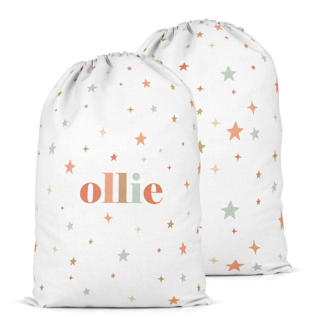 pastel star personalized santa sack