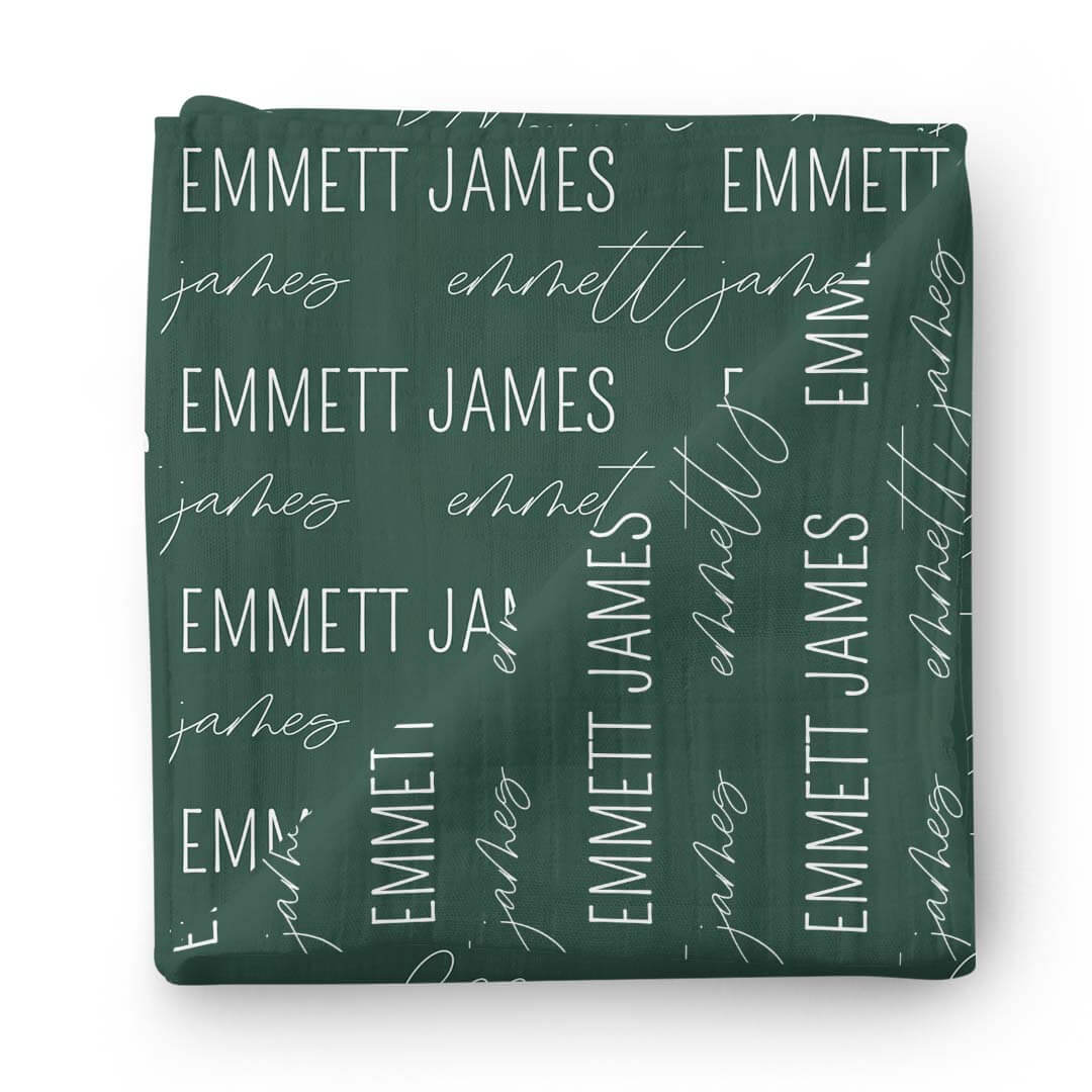 personalized swaddle blanket forest green