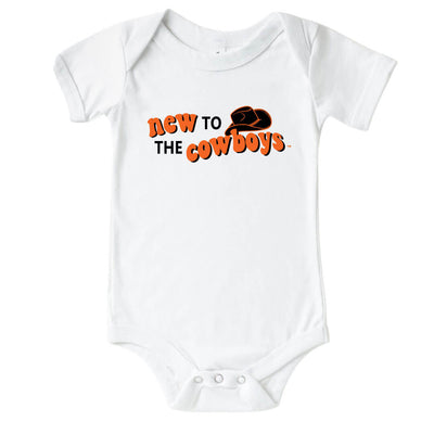 new to the cowboys graphic onesie 