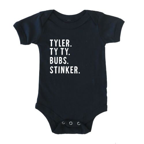Personalized Blue Nickname Graphic Bodysuit