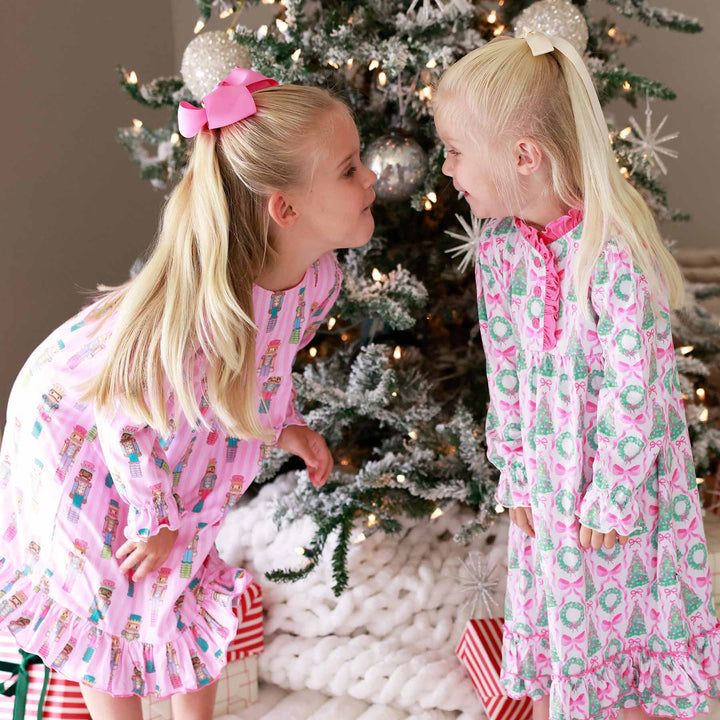 girly christmas nightgowns pink with ruffle on the bottom