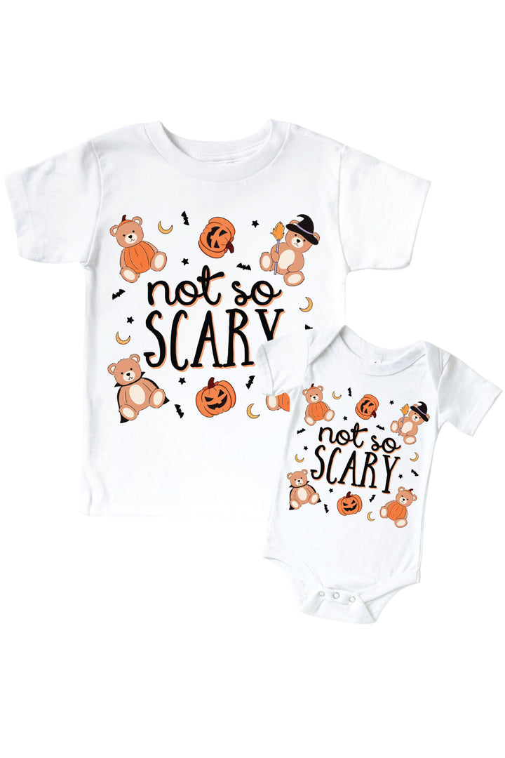 Not So Scary Graphic Bodysuit & Kids Tee | White