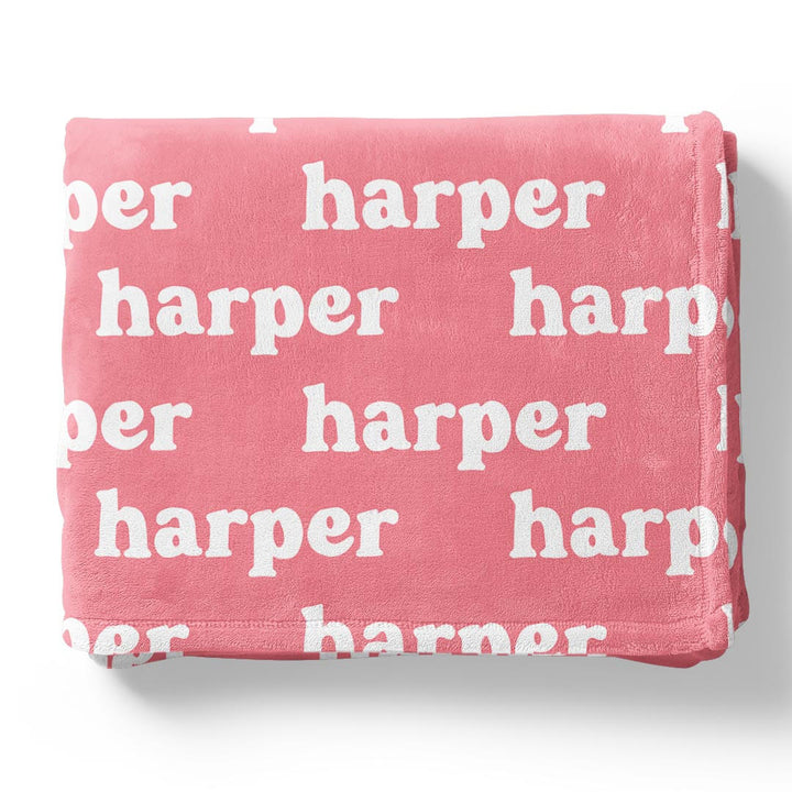nutcracker pink personalized kids blanket with script font