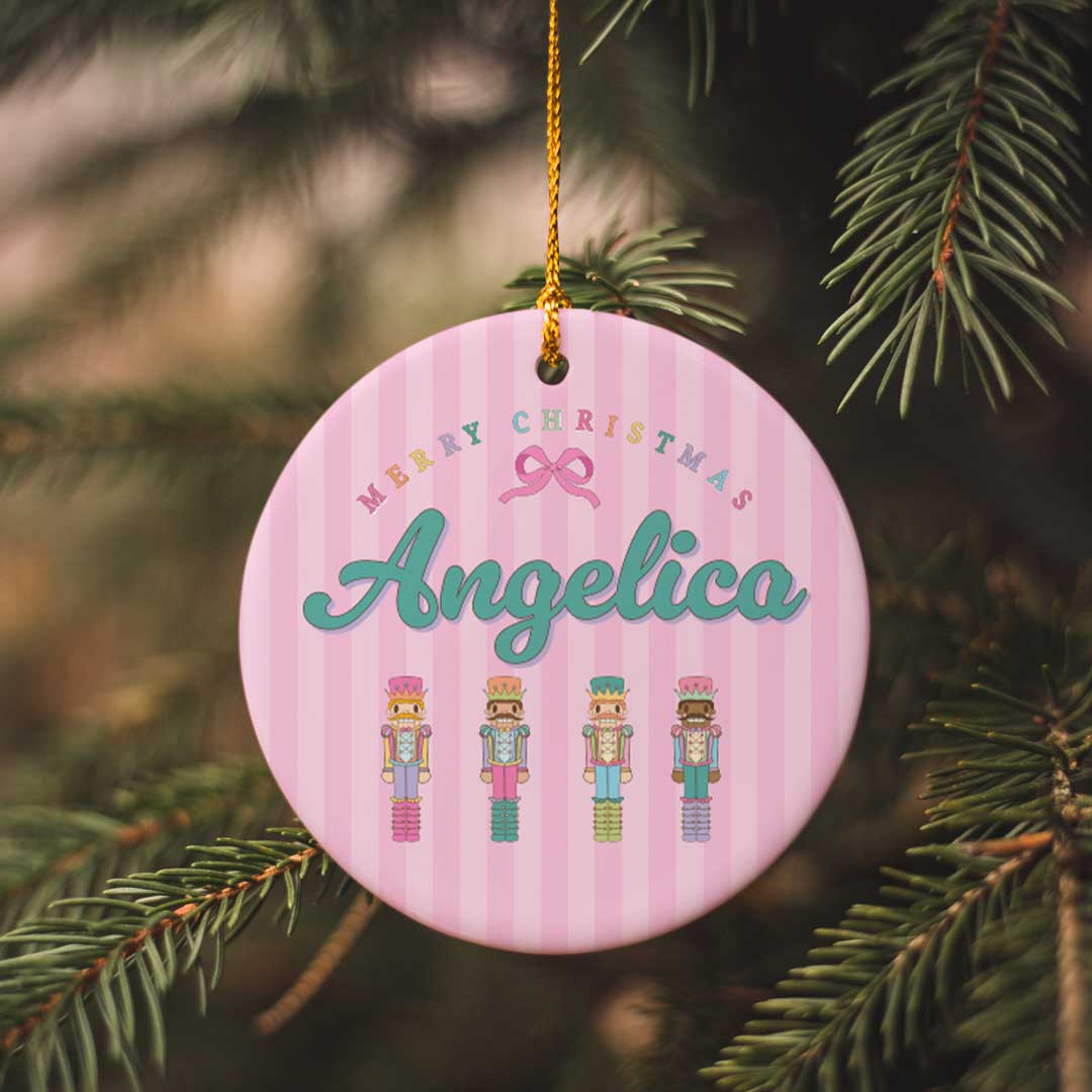 pink nutcracker personalized ornament for girls 