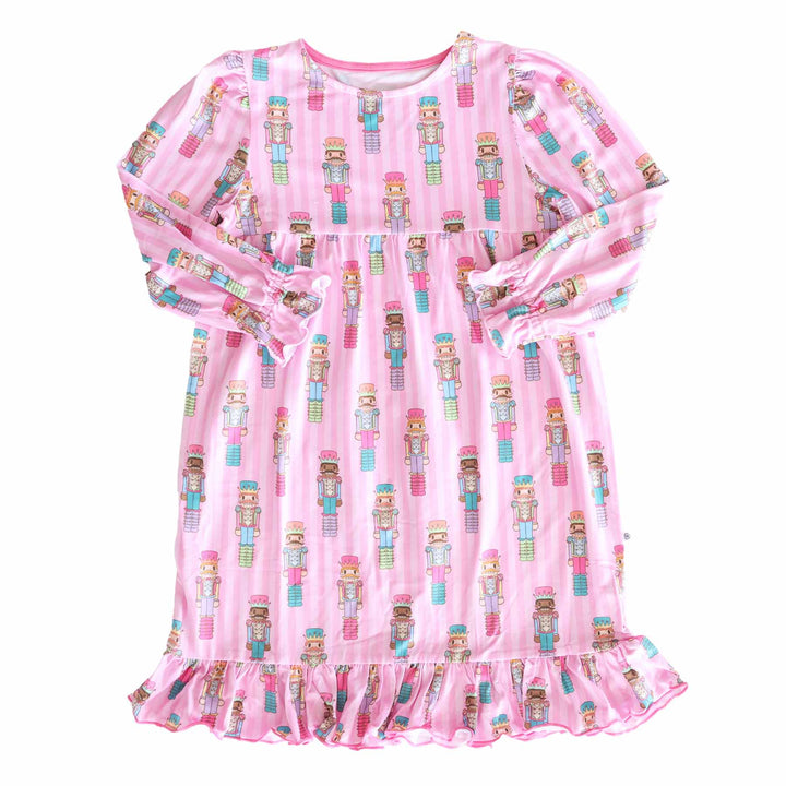 pink striped nutcracker nightgown for girls christmas 