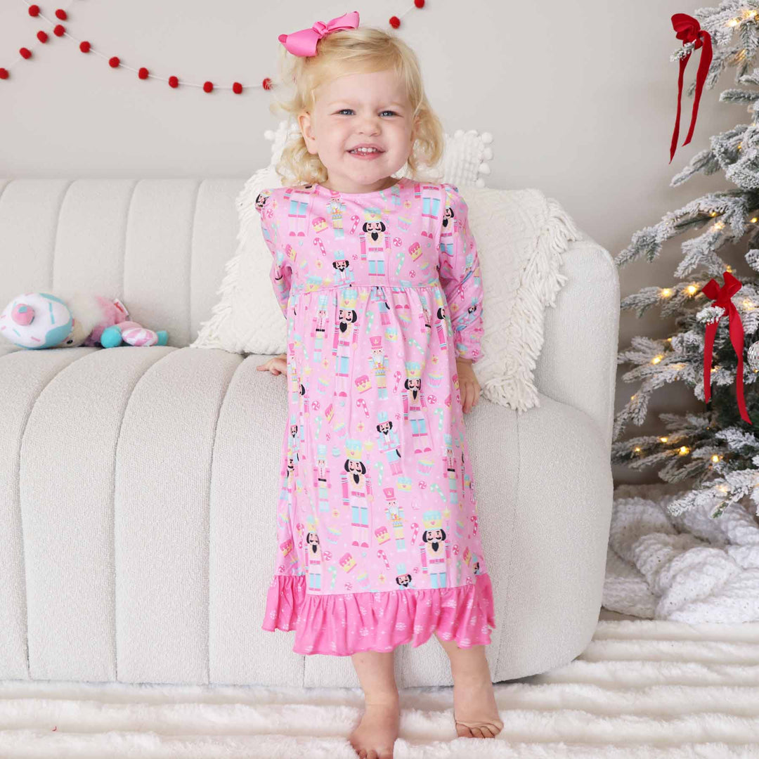 pink and blue nutcracker nigthgown with ruffle