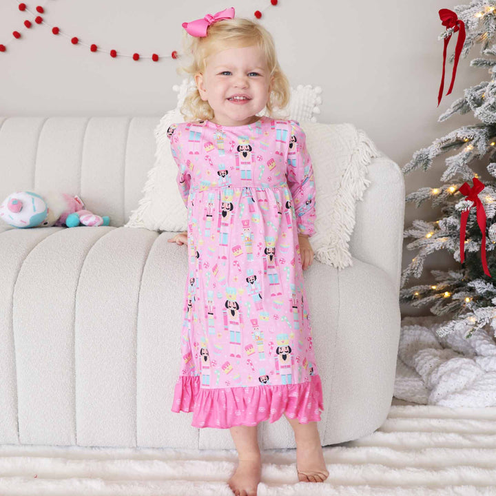 pink and blue nutcracker nigthgown with ruffle