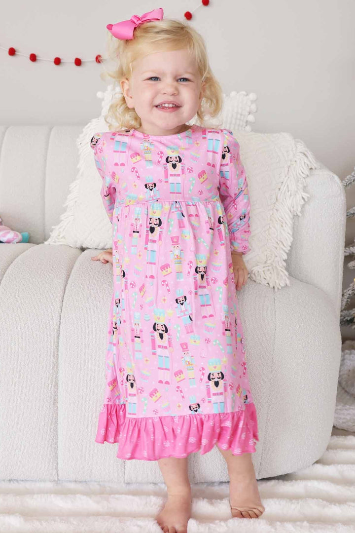 Little girl in Caden Lane nutcracker pink dress