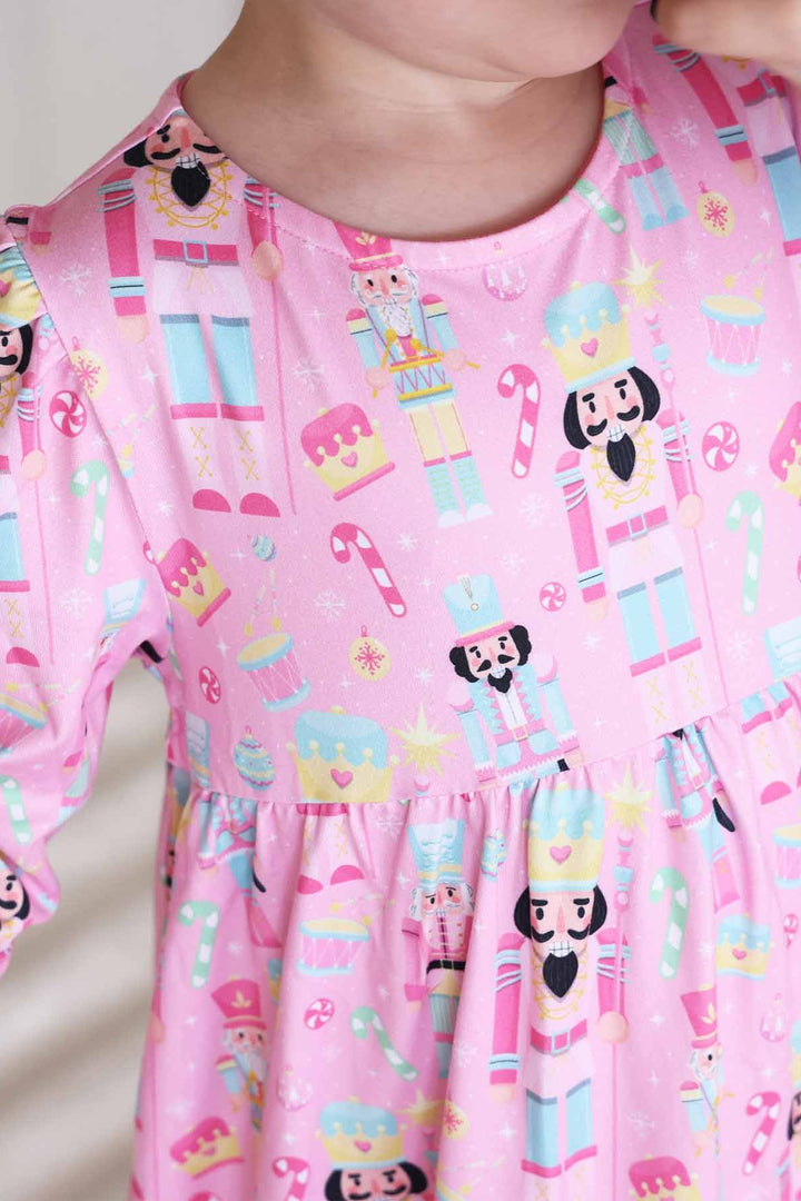 Little girl in Caden Lane nutcracker pink dress