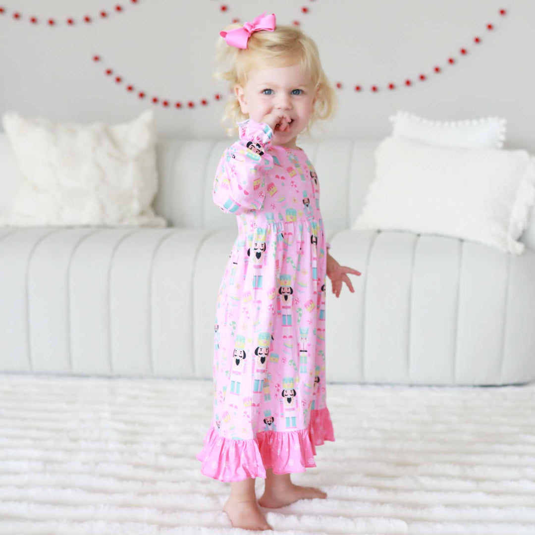 pink and blue nutcracker nigthgown for kids christmas