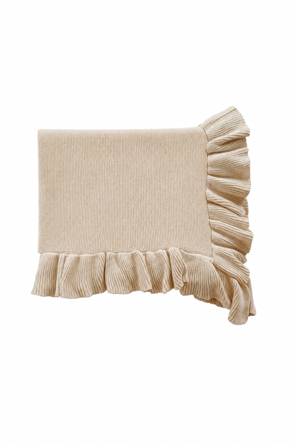 Knit Blanket With Ruffle | Sand