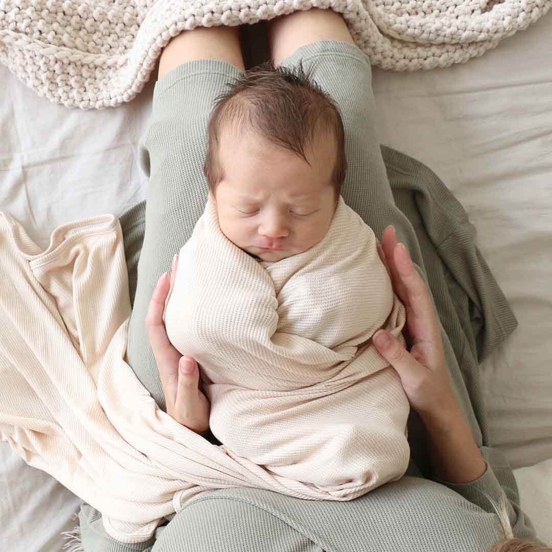stretchy swaddle blanket for baby oatmeal waffle 