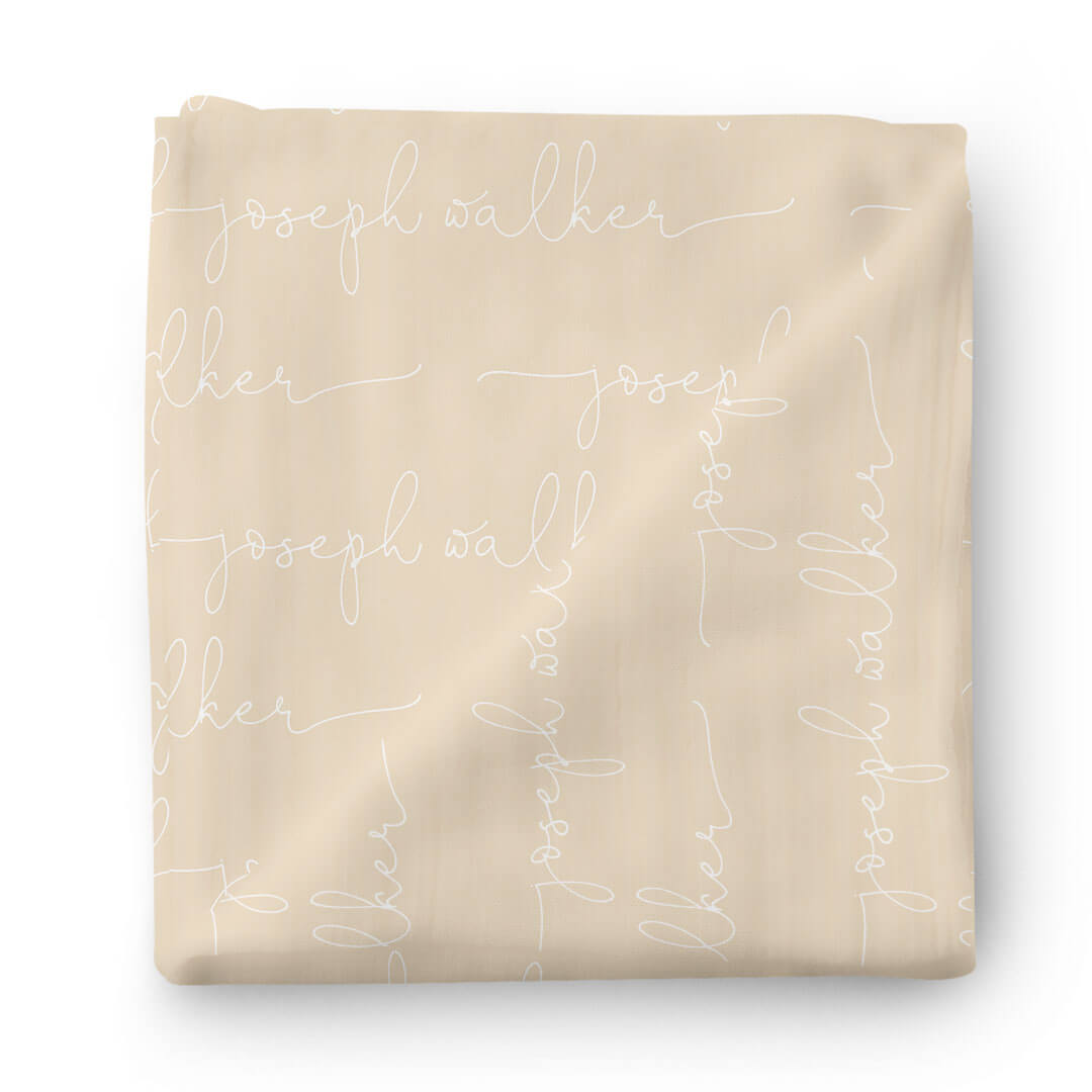 oatmeal personalized swaddle blanket all script 