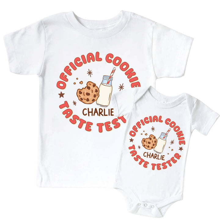 official cookie taste tester graphic tee and bodysuit personalized with name 