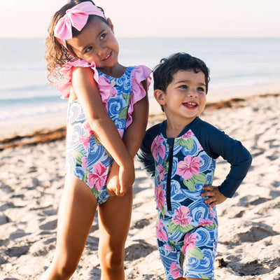ohana tropical rash guard swimsuits for kids 