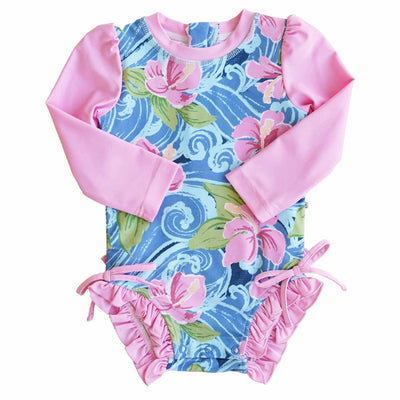 ohana sun protection rash guard swimsuit for baby girls 