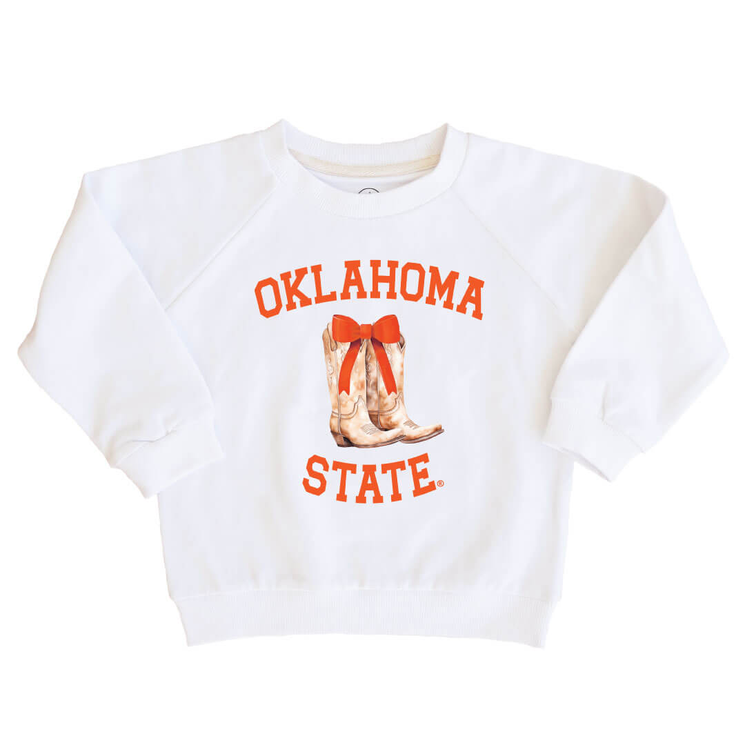 Oklahoma State University | Footballs + Bows Kids Graphic Sweatshirts