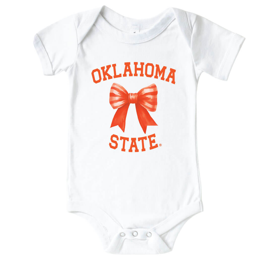 Oklahoma State University | Footballs & Bows Graphic Bodysuit