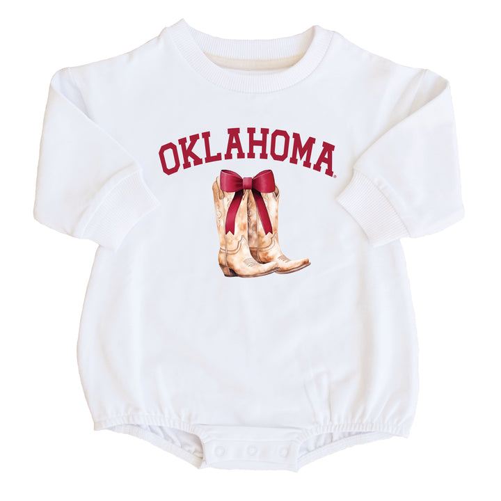 University of Oklahoma | Footballs & Bows Graphic Sweatshirt Bubble Romper