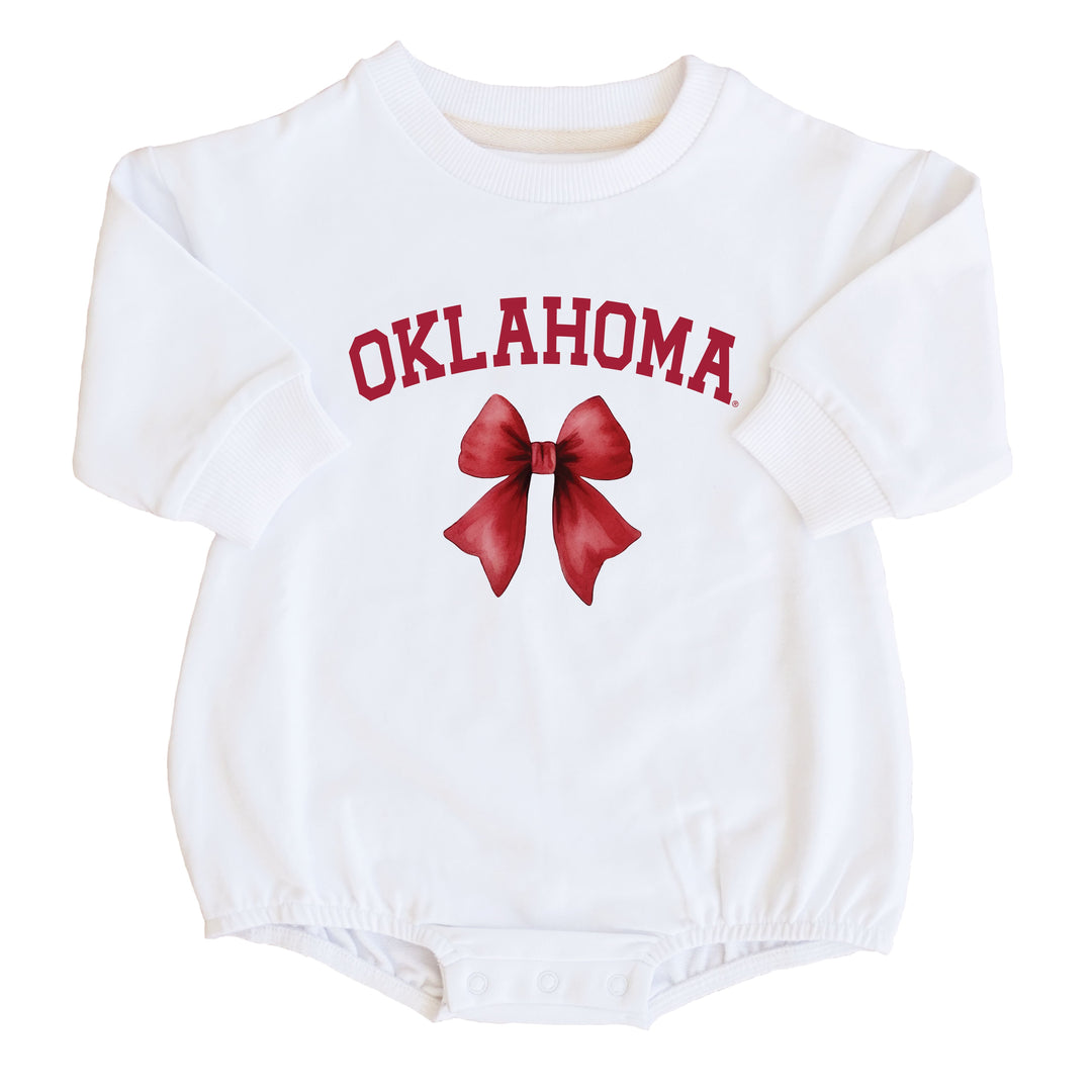 University of Oklahoma | Footballs & Bows Graphic Sweatshirt Bubble Romper