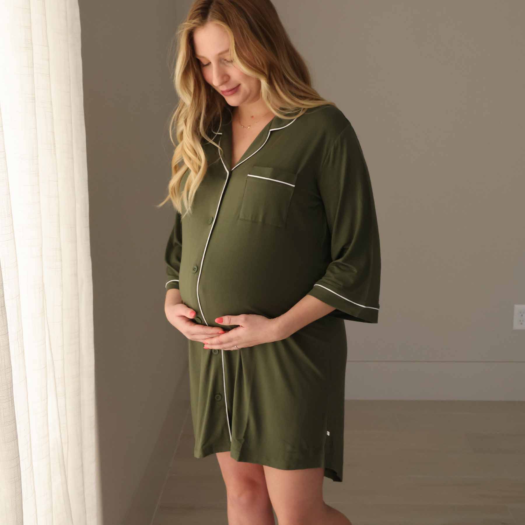 olive women's maternity gown 