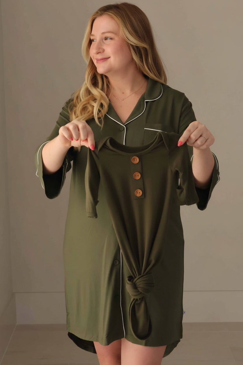 olive women's maternity hospital stay nightgown 