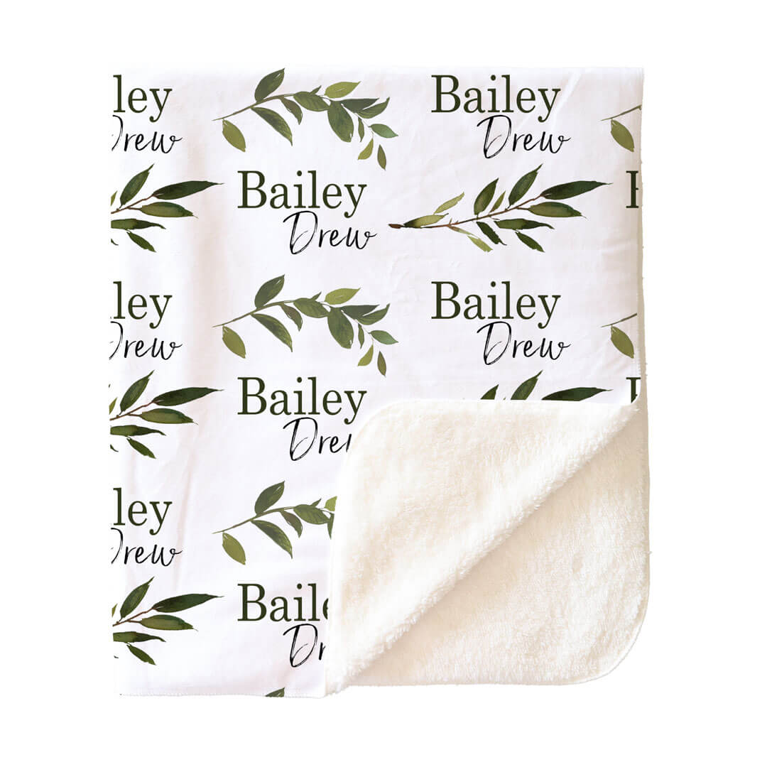 Olive Leaf Personalized Toddler Blanket