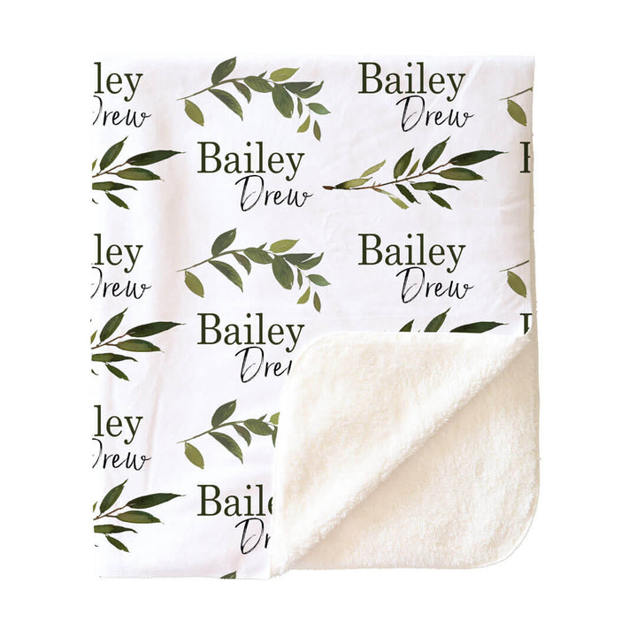 Olive Leaf Personalized Toddler Blanket