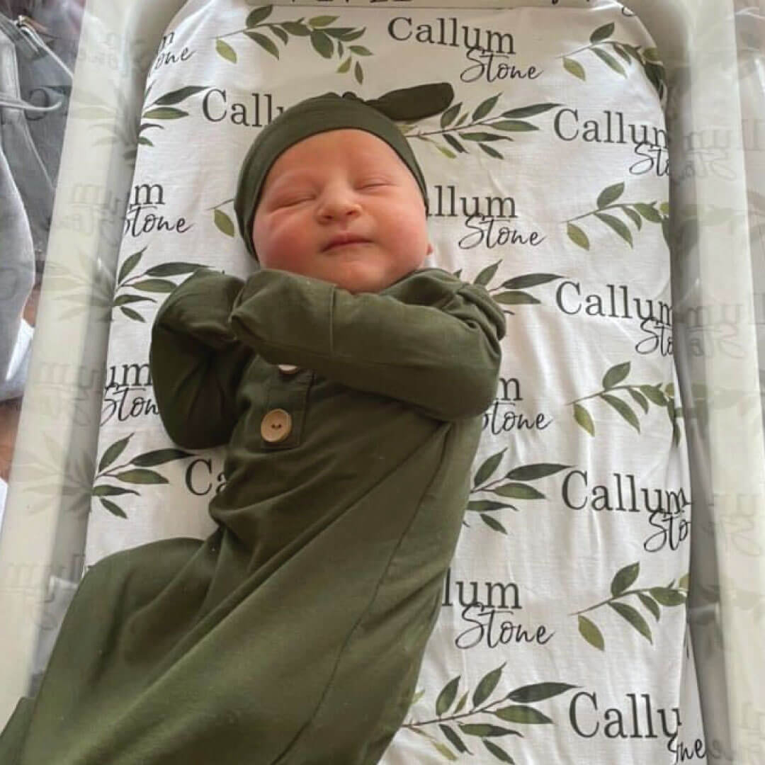 greenery personalized swaddle blanket for babies 
