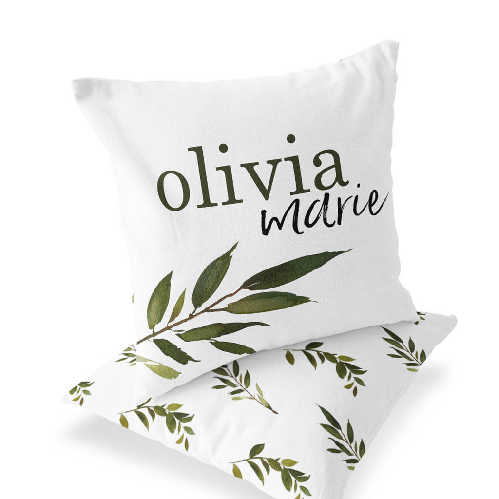 Leaf Personalized Name Accent Pillow