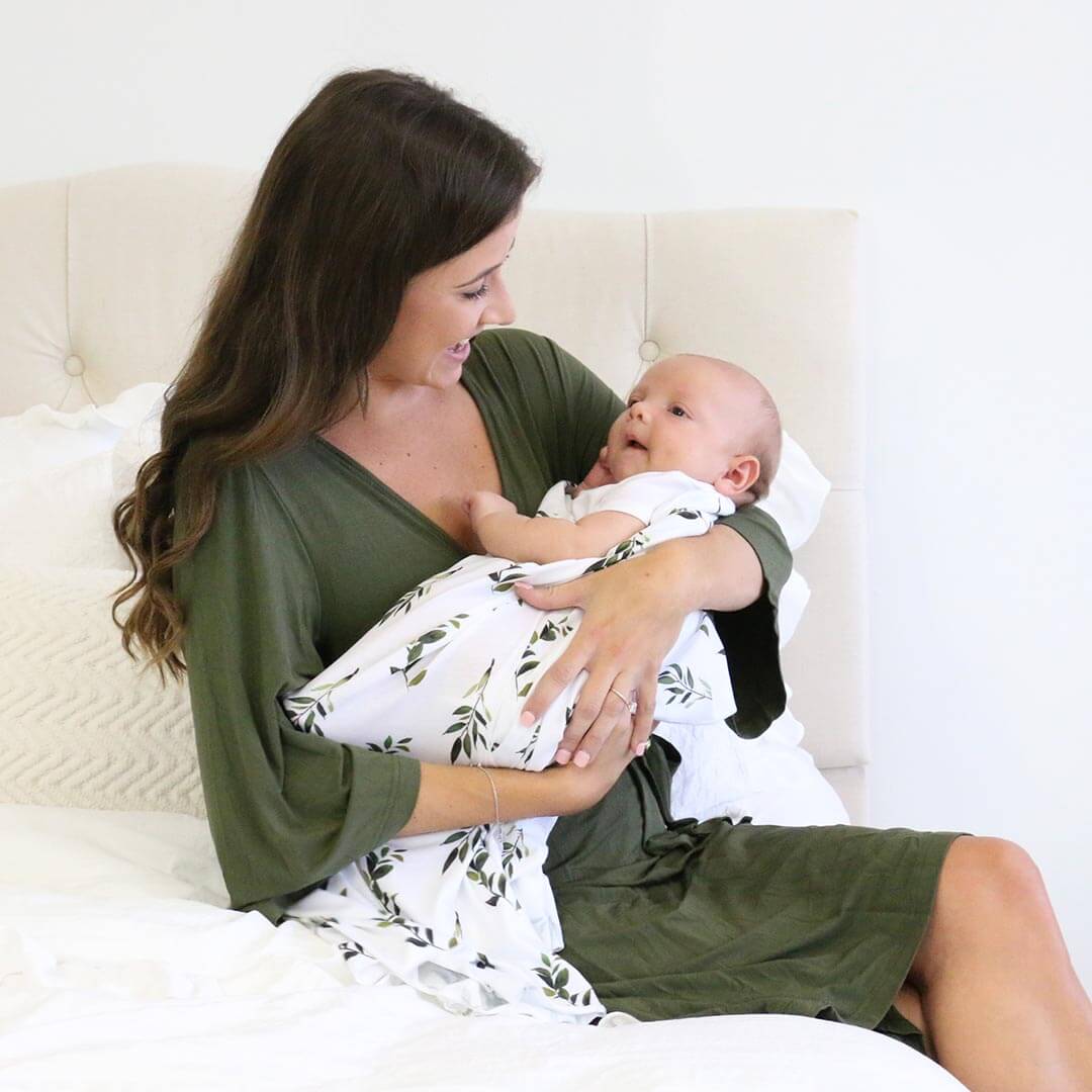 Grace Maternity & Nursing Nightgown, Robe, and Blanket Set – Milk & Baby