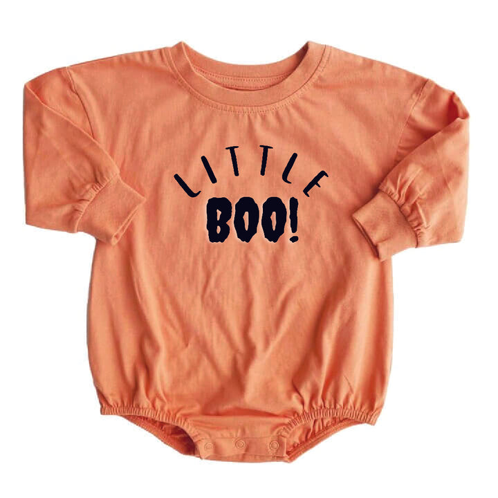 little boo orange long sleeve bubble romper