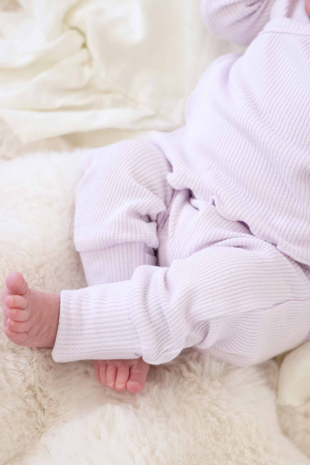 closeup of pants for orchid bamboo waffle crossover two piece set 