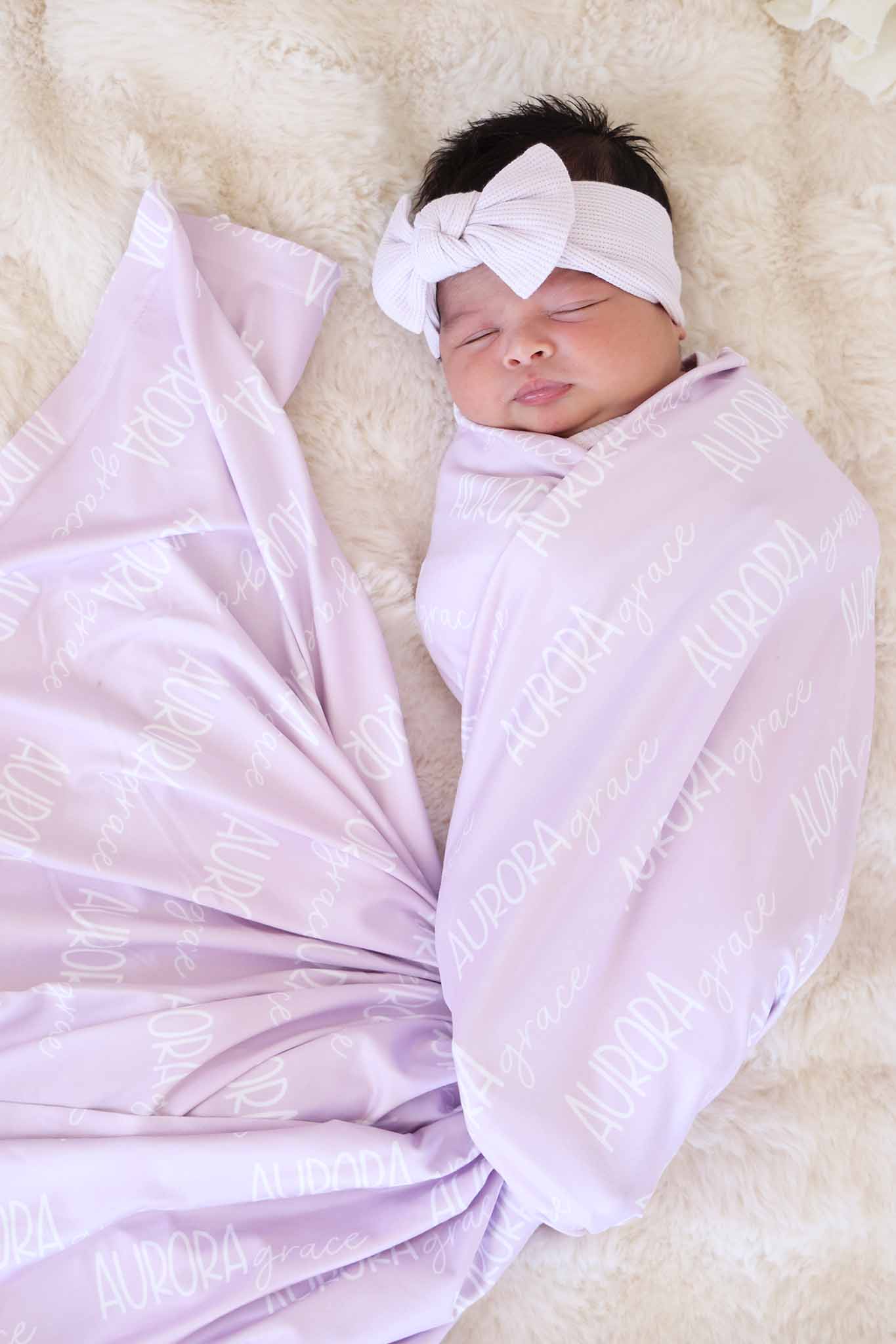 Personalized Baby Name Swaddle Blanket Font Duo | Barely Orchid