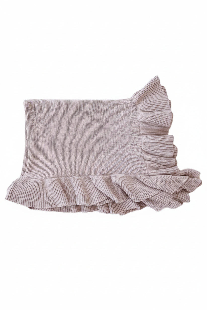 knit blanket with ruffle iris