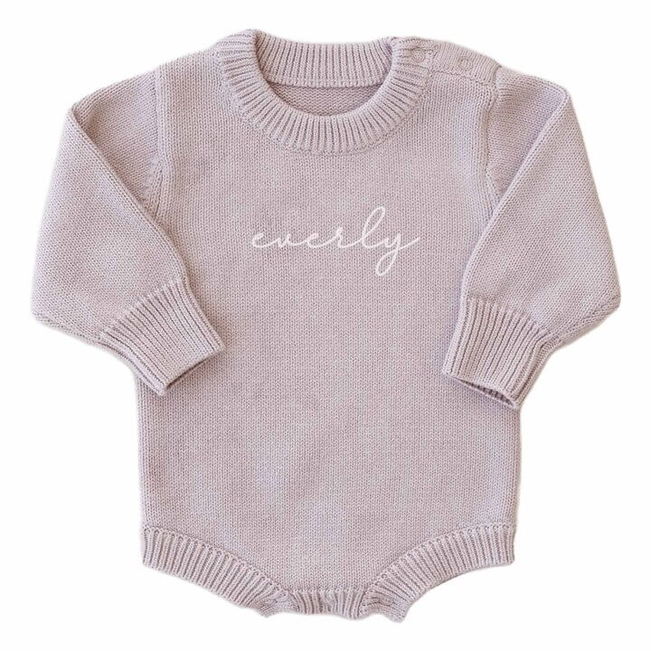 Personalized Knit Sweater Bubble Romper in Solid Caden Lane