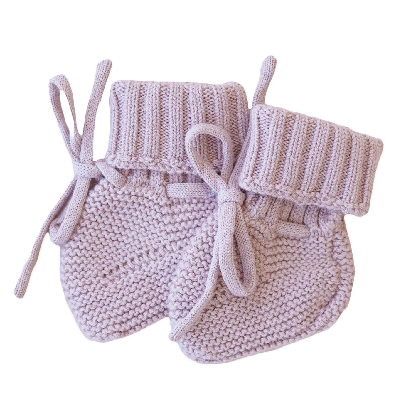 purple knit baby booties 