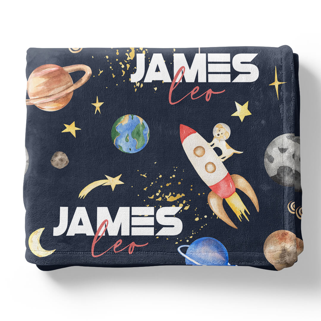 personalized name blanket space themed