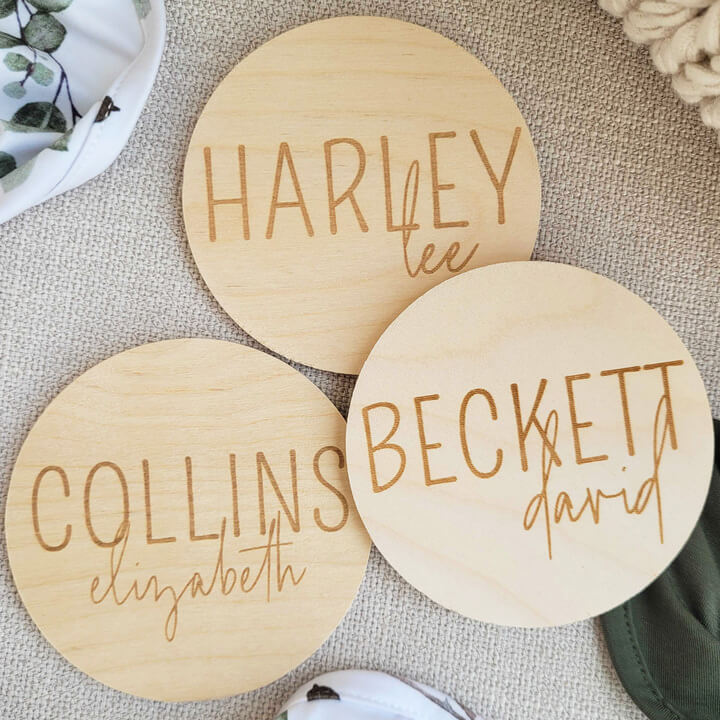 baby name wood sign announcement 